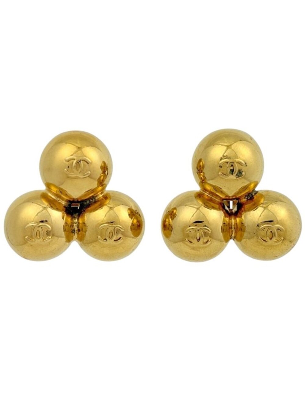 Chanel Earrings CC Logo Gold Plated